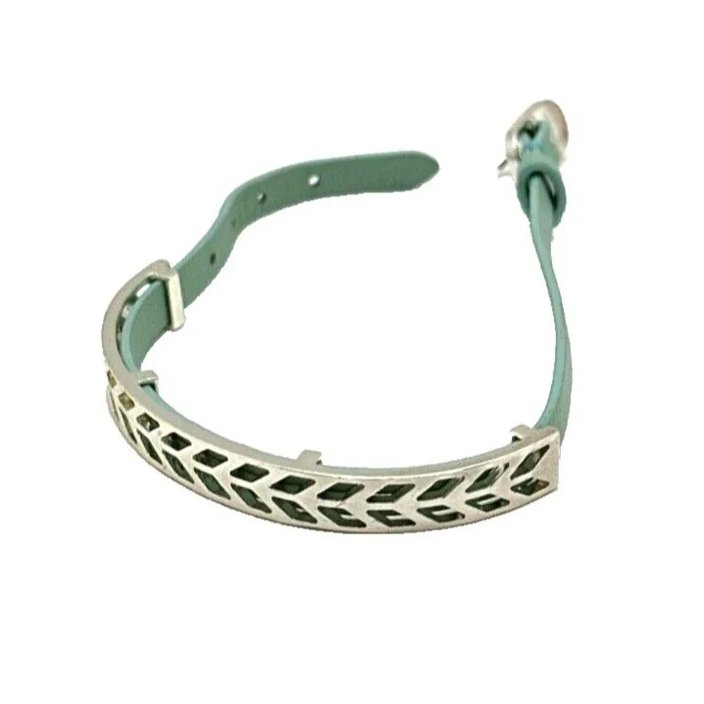 STELLA & DOT Blue Leather Wrap Bracelet Inspirational BELIEVE Statement 8
